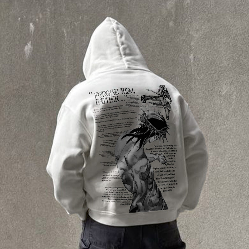 100% Cotton™️ Forgive Them,Father Bible Verses Printed Zip Up Hoodie