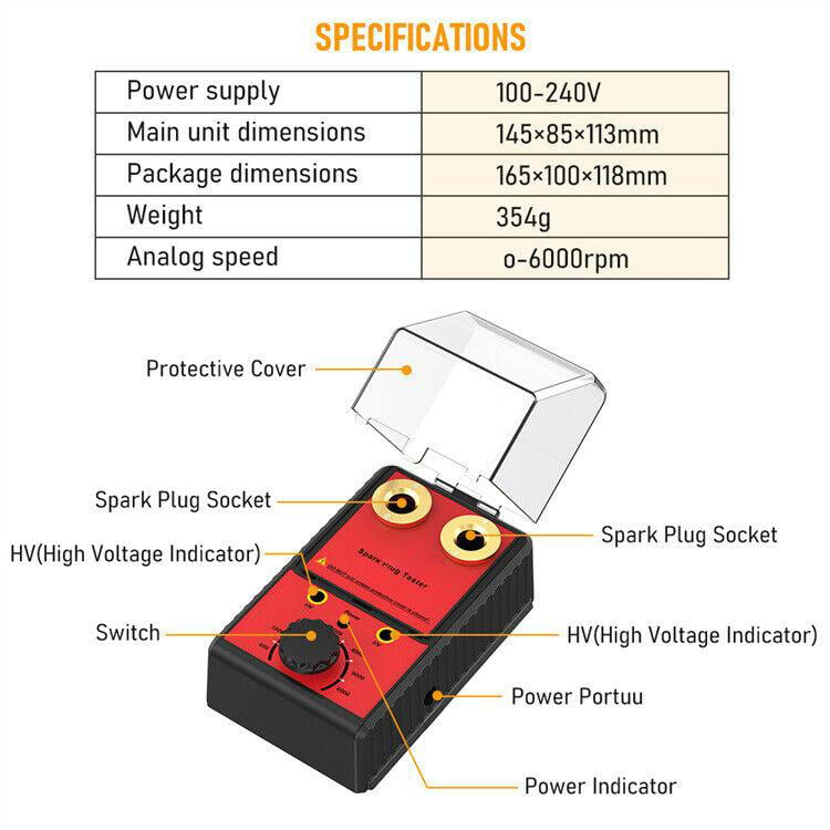 Dual Hole Car Spark Plug Tester Ignition Plug Analyzer Diagnostic Detector 12V