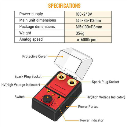 Dual Hole Car Spark Plug Tester Ignition Plug Analyzer Diagnostic Detector 12V