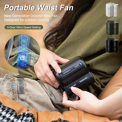 2024 Portable Waist Fan Rechargeable, 3 Speeds 6600RPM Strong Airflow Cool Clip Fan