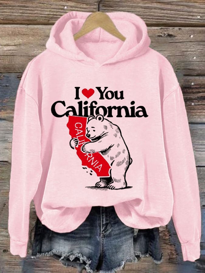 Women's California Strong Print Casual Hoodie