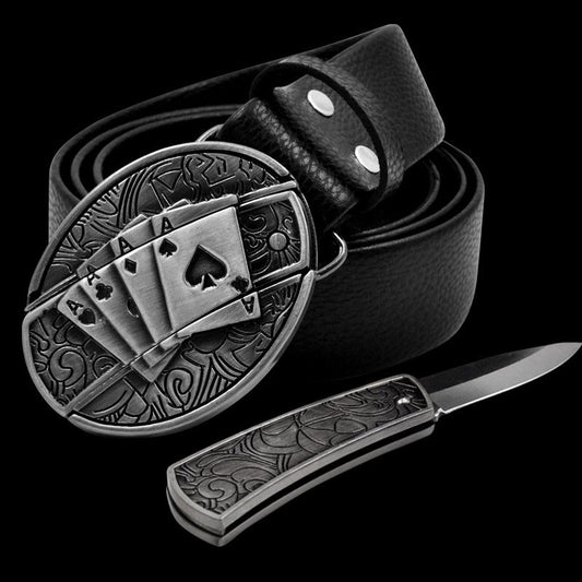 Fashion Men's Self Defense Belt Alloy Buckle Belt