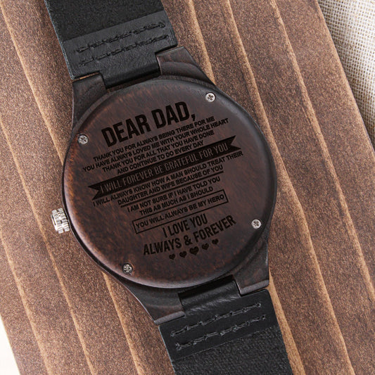 Dear Dad | Grateful For You | Engraved Wooden Watch